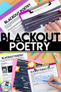 Poetry activities. Blackout poetry. 