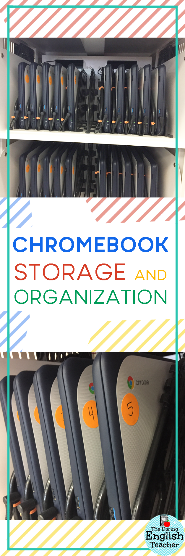 Storing and organizing Chromebook carts in the classroom.