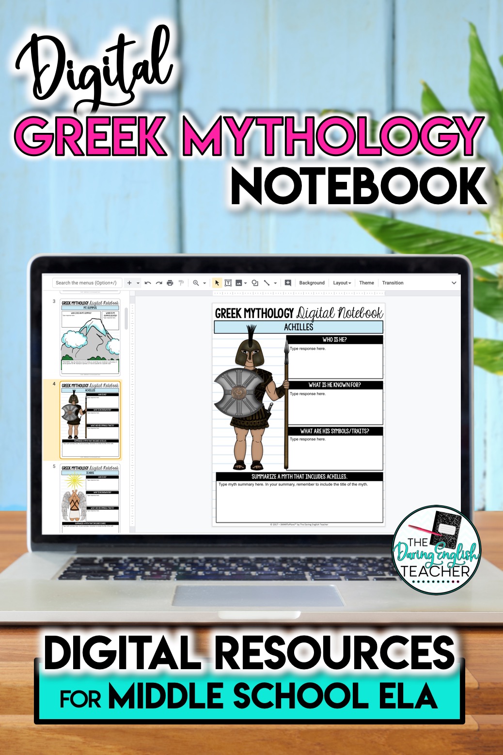 Digital Greek Mythology Notebook for Middle School ELA