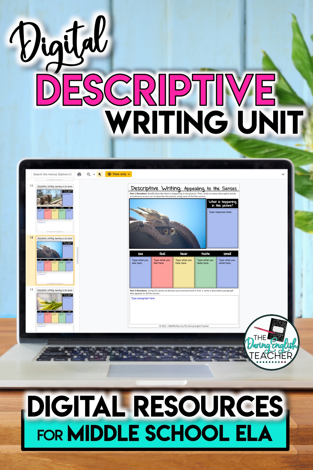 Digital Descriptive Writing Unit for Middle School ELA