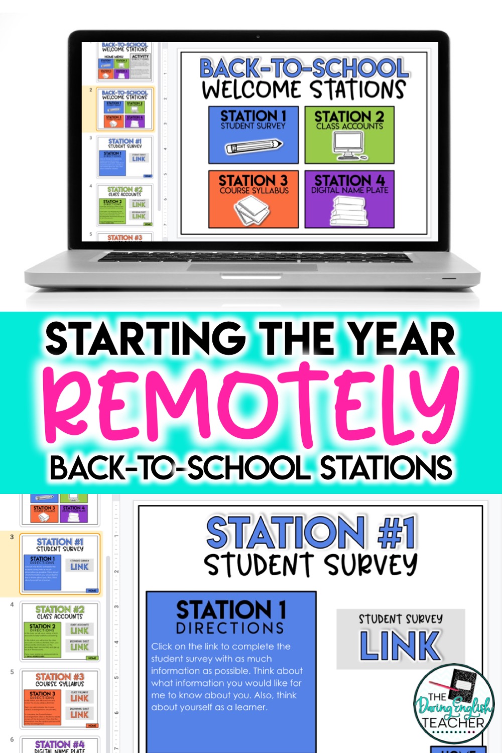 Digital back to school stations for secondary ELA for virtual teaching