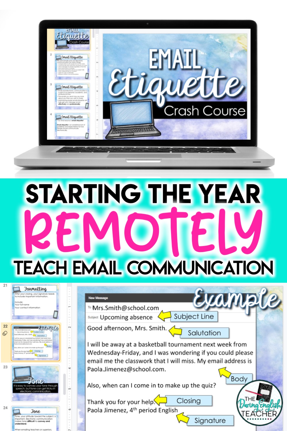 Digital email etiquette teaching unit. Teaching students how to write an email.